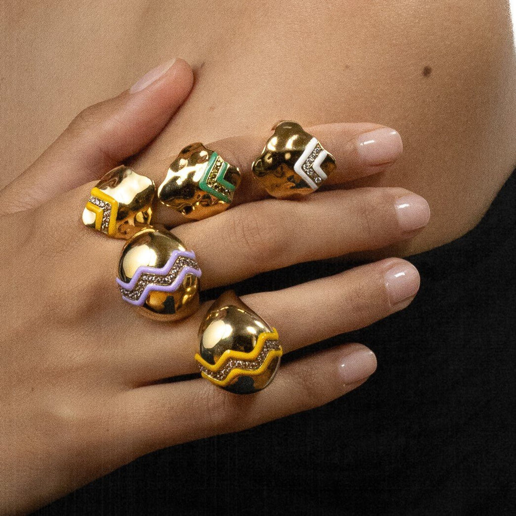 Bague dôme Wave lila - CABIROL - CABIROL - Bague