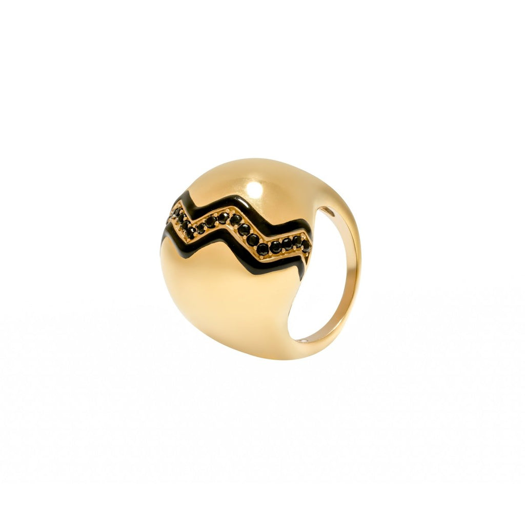 Bague dôme Wave noir - CABIROL - CABIROL - Bague