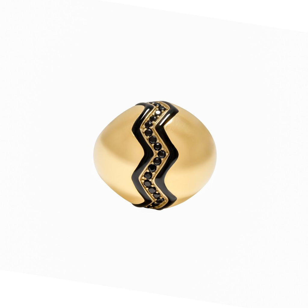 Bague dôme Wave noir - CABIROL - CABIROL - Bague