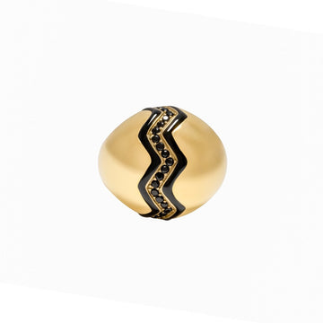 Bague dôme Wave noir - CABIROL - CABIROL - Bague