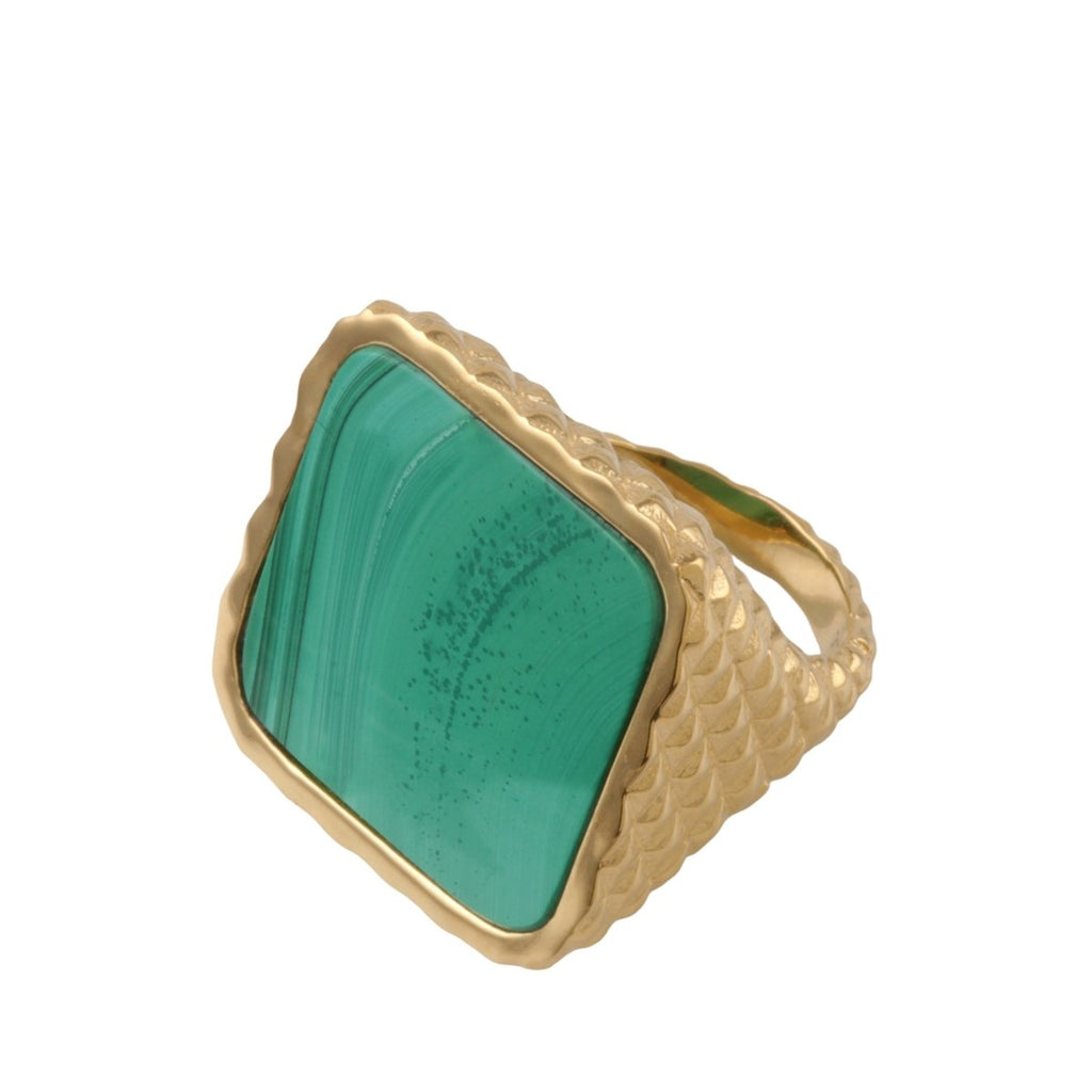Chevalière Athéna en malachite - CABIROL - CABIROL - Bague