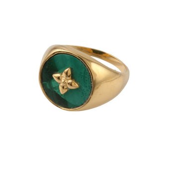 Chevalière Croisette en malachite - CABIROL - CABIROL - Bague