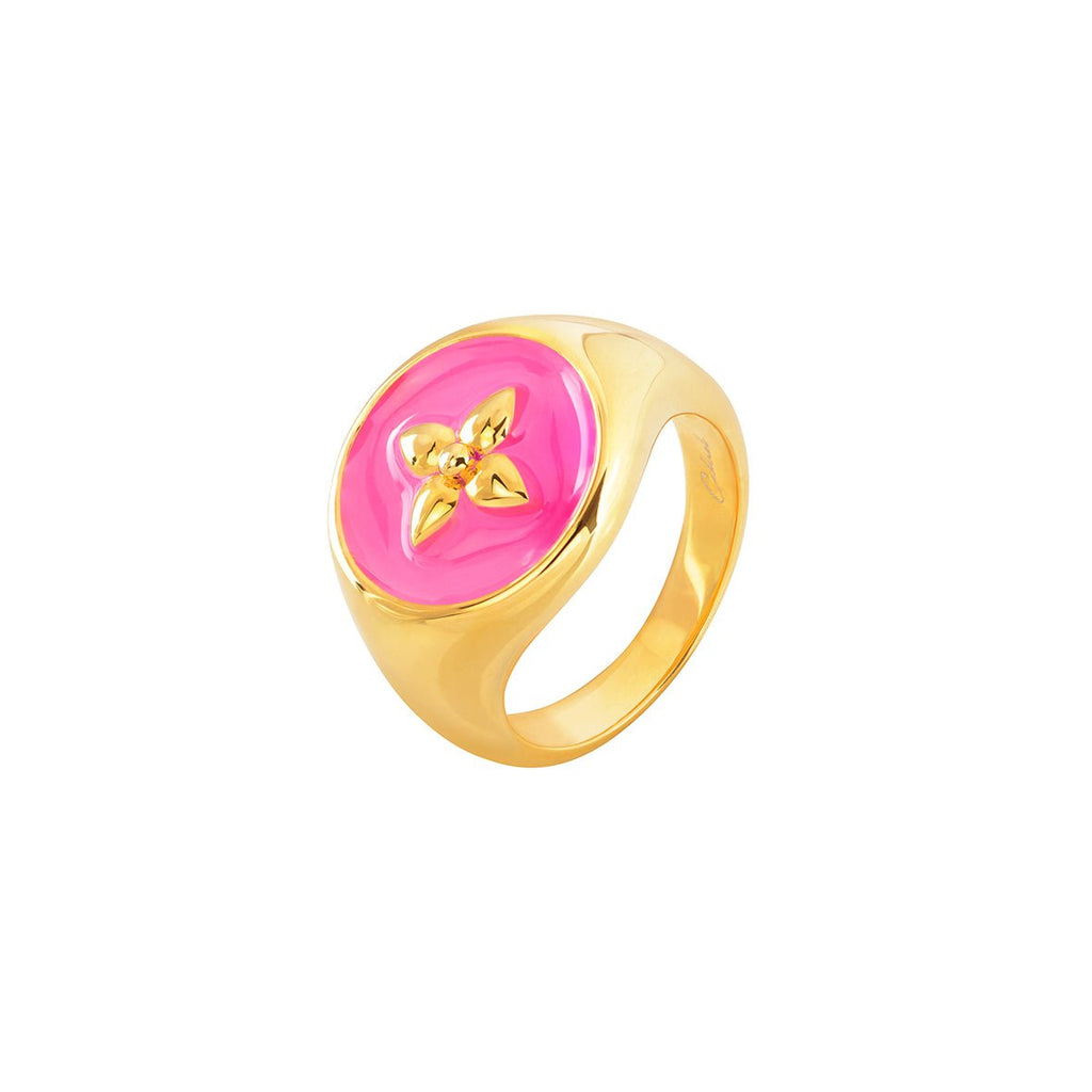 Chevalière Croisette laquée fuchsia - CABIROL - CABIROL - chevalière