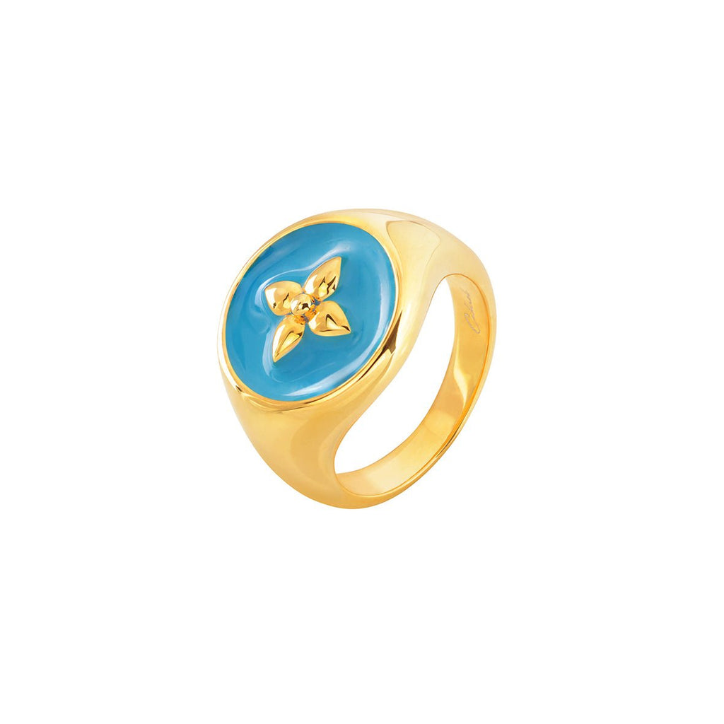 Chevalière Croisette laquée Turquoise - Edition Limitée - CABIROL - CABIROL - chevalière