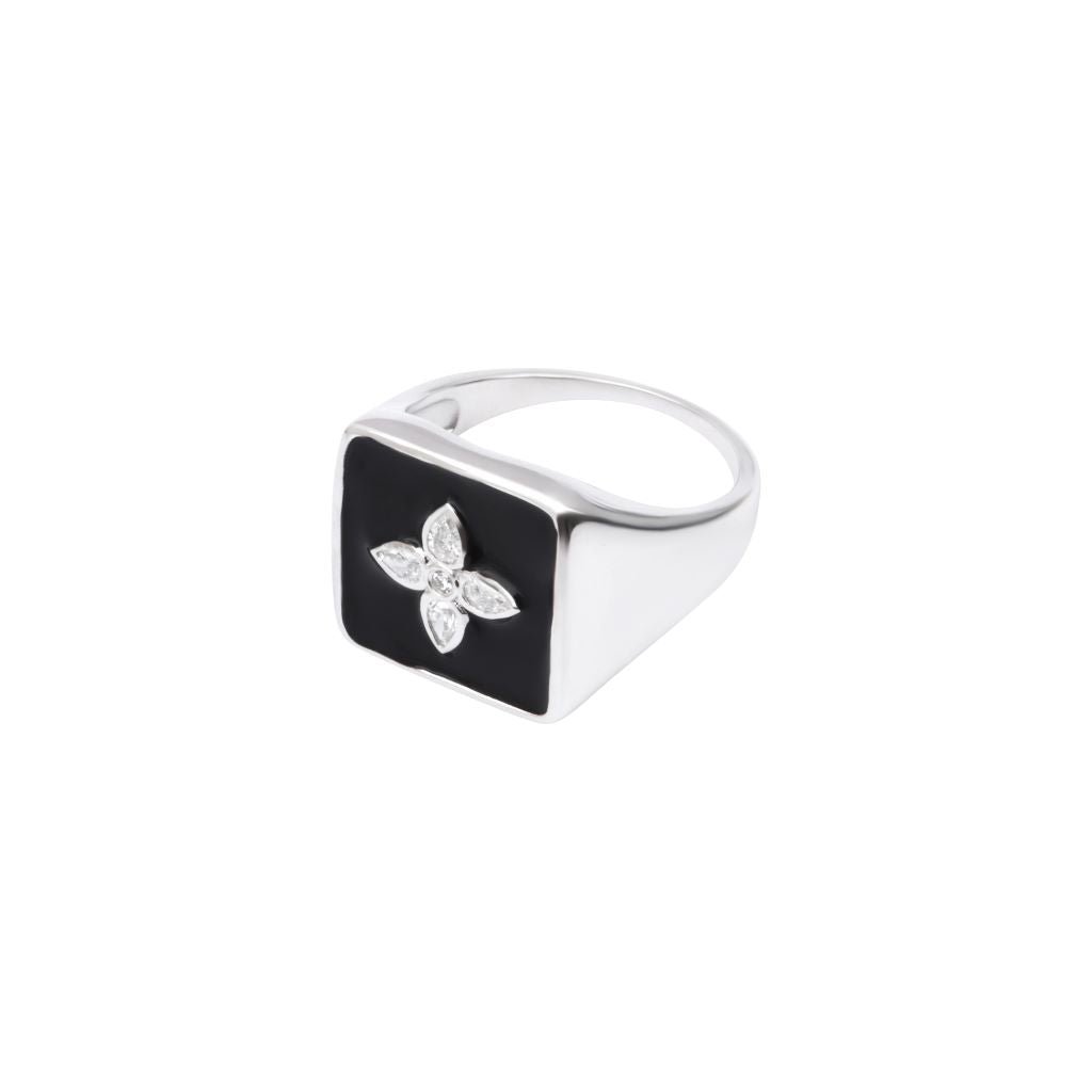 Chevalière Kate en argent laquée black - CABIROL - CABIROL - chevalière