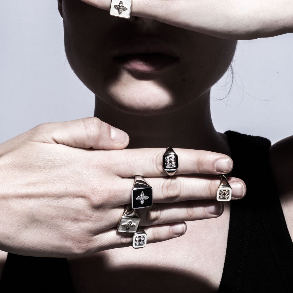Chevalière Kate en argent laquée black - CABIROL - CABIROL - chevalière