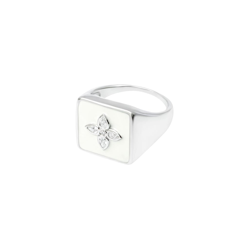 Chevalière Kate en argent laquée ivoire - CABIROL - CABIROL - chevalière